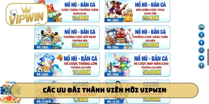 Các ưu đãi thành viên mới VIPWIN